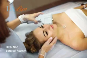 Woman having Hi-Fu to reduce wrinkles Chandler's Ford.