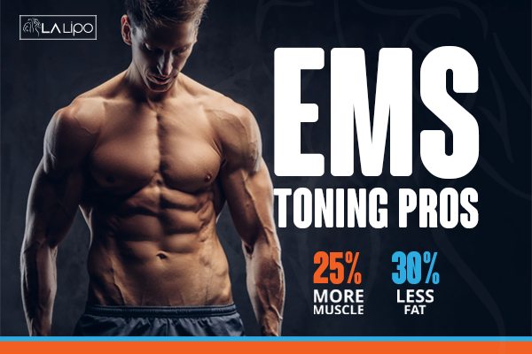 Graphic of man with toned body showing the benefits of LA-EMS Body Sculpting Chandler's Ford treatment